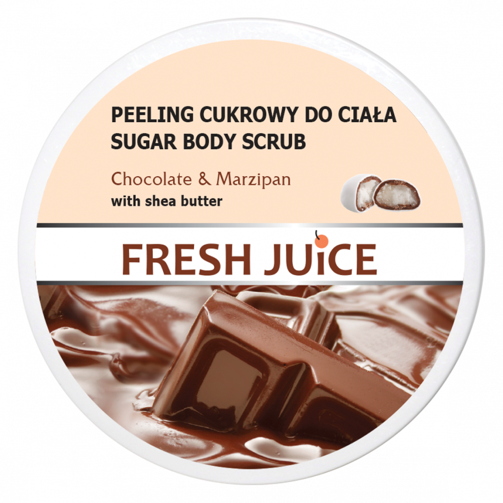 Cukrový telový peeling Fresh Juice 225ml Čokoláda a Marcipán