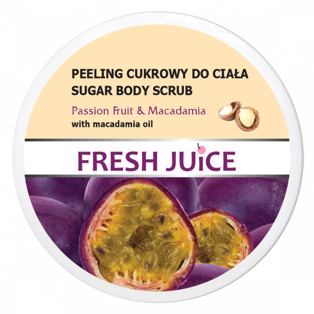 Cukrový telový peeling Fresh Juice 225ml Marakuja a Makadamia