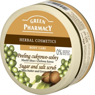 Peeling cukrovo-soľný Green Pharmacy 300 ml  Bambucké maslo a Zelená káva